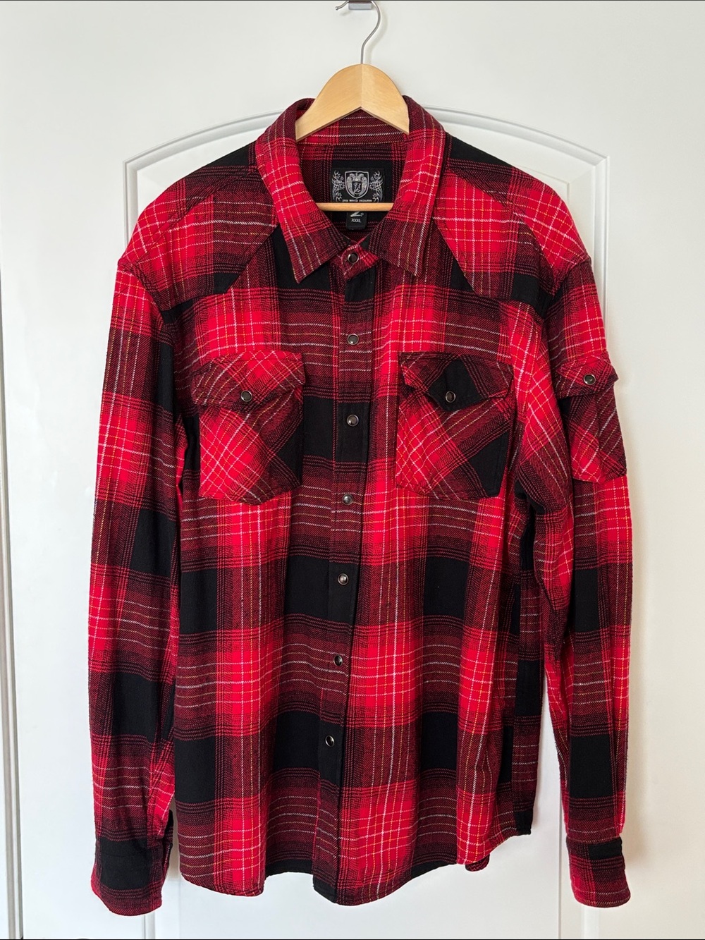 Zeep World Collection Red Black Plaid Flannel Snap Shirt Men’s 3XL EUC